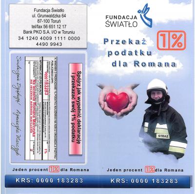 Prośba o przekazanie 1% podatku na leczenie Romana Marczyka